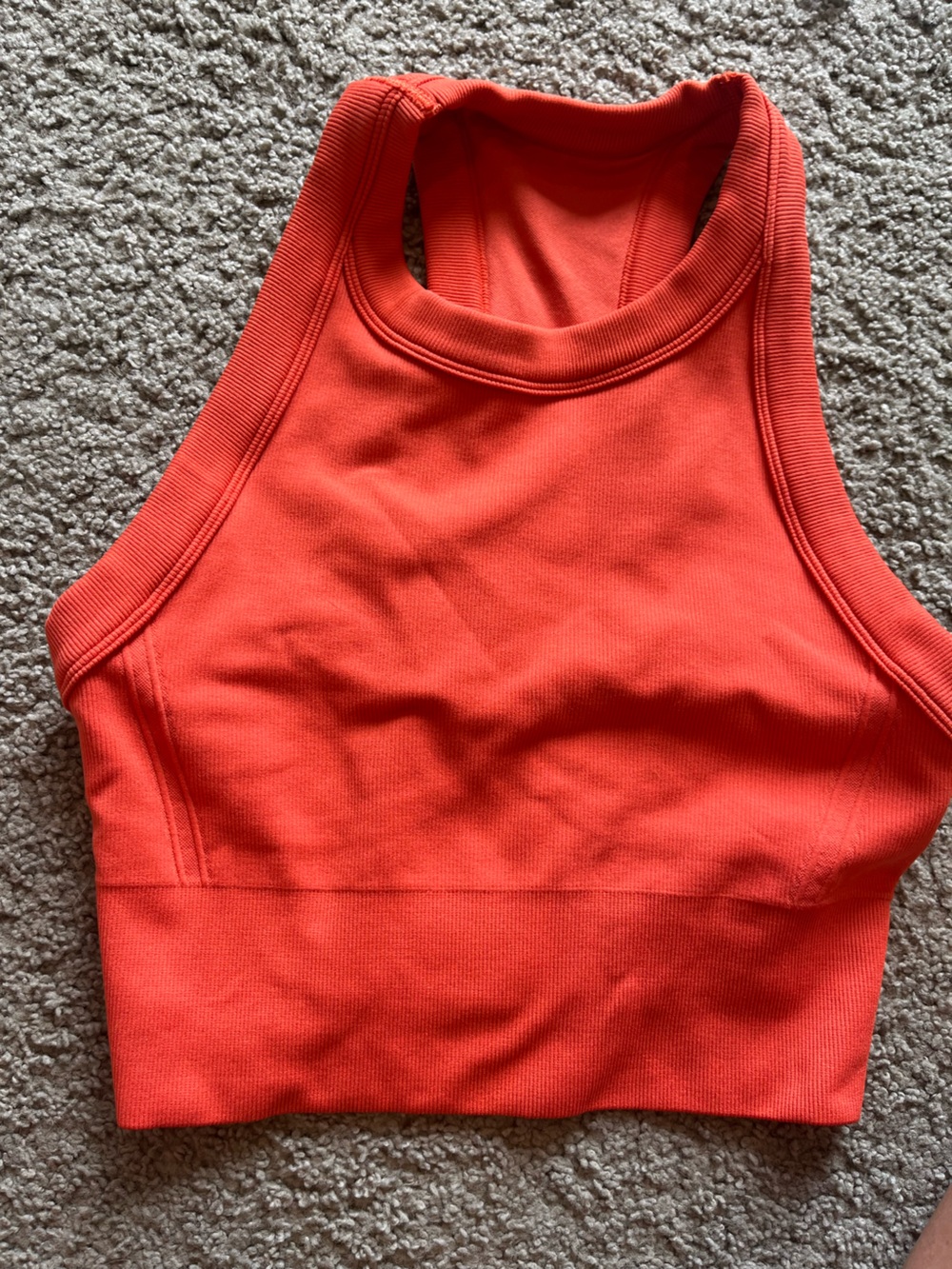 DSG Bright Coral Ribbed Cropped Tank